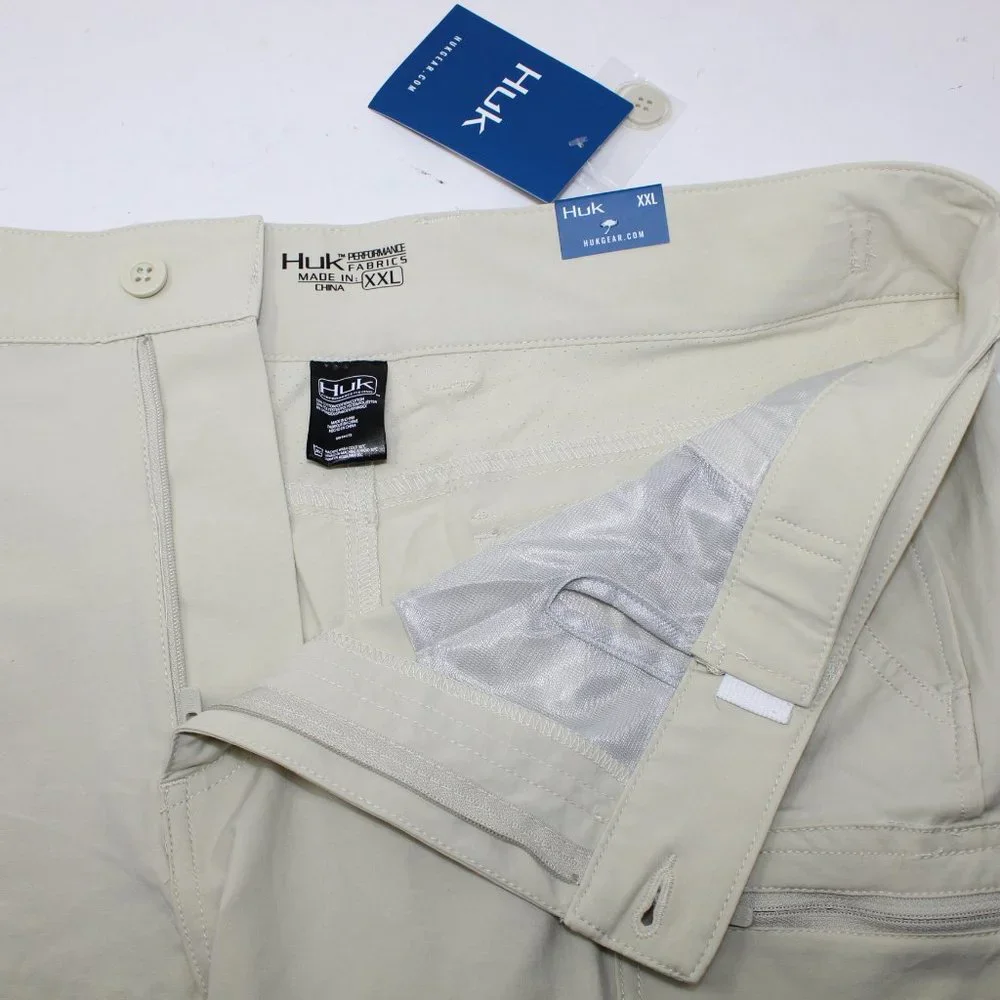 HUK Next Level Performance NWT Men's 2XL XXL Khaki Fishing Shorts w/7" inseam - Picture 7 of 9